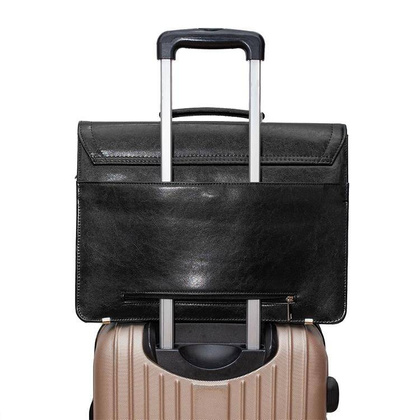 Skórzana teczka męska na laptopa ramię czarna - Pavone Nero Bolzano 2256 BL