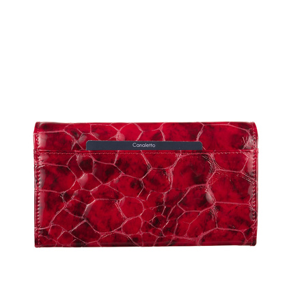 Duży czerwony portfel damski Canaletto ze skóry licowej z RFID – elegancja i bezpieczeństwo PD1602s90 RFID