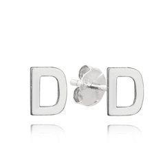 MINET Srebrne kolczyki litera "D"