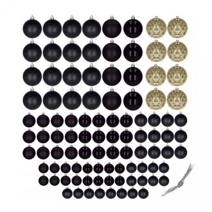 Komplet bombek bożonarodzeniowych 100szt. w opakowaniu czarne złote BSN65