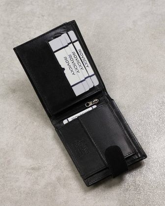 Portfel męski ze skóry bydlęcej z zabezpieczeniem rfid protect