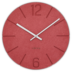 LAVVU Czerwony zegar ścienny Natur ⌀34cm