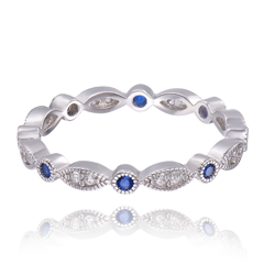 MINET Pierścien srebrny z granatowymi cyrkoniami wielkość 13