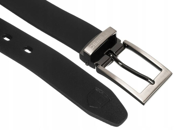 Skorzany waski pasek meski z klasyczna klamra