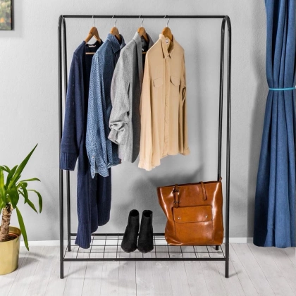 Wieszak na ubrania metalowy czarny stojak podłogowy garderoba loft