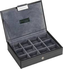 Pudełko na spinki z pokrywką mini Stackers czarno-szare