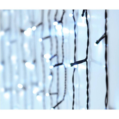 LAMPKI CHOINKOWE KURTYNA ŚWIETLNA ZEW 180 LED STEROWNIK TIMER ZIMNY BIAŁY KABEL ZIELONY