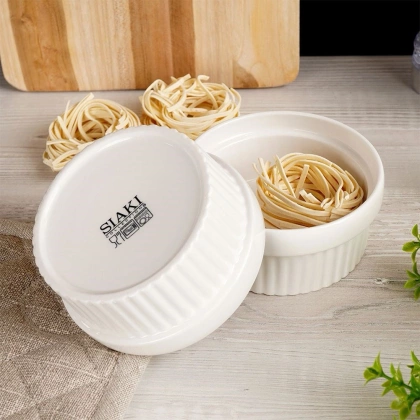 Miseczka kokilka do zapiekania żaroodporna ceramiczna biała zestaw 2 szt. 250 ml