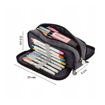 DUŻY PIÓRNIK WIELOFUNKCYJNY SASZETKA TRZYKOMOROWY Grafit PR04CZ