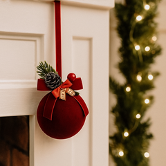 Bombka zawieszka na choinkę z kokardą i stroikiem, 1 sztuka 22cm WOZ48
