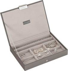 Szkatułka na biżuterię Stackers classic szaro-beżowa z pokrywką