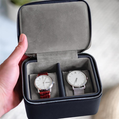 Pudełko na zegarki podróżne Stackers Pebble granatowe dwukomorowe