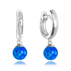 MINET Srebrne kolczyki z granatowymi opalami