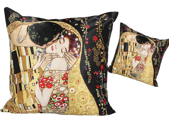 Poduszka z wypełnieniem/suwak - G. Klimt, Pocałunek (czarne tło) (CARMANI)