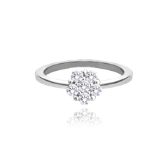 MINET Srebrny pierścionek KWIAT z białymi cyrkoniami wielkość 10