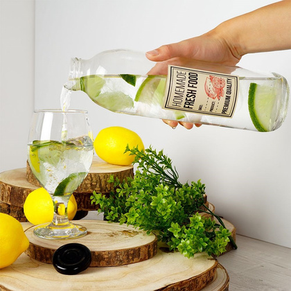 Butelka szklana z metalową zakrętką na wodę sok lemoniadę smoothie 1 l