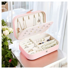 Szkatułka na biżuterię, etui, organizer, pudełko różowe PD160R
