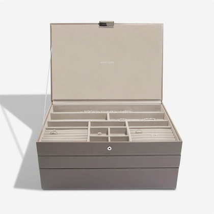 Szkatułka na biżuterię Stackers potrójna supersize brązowoszara