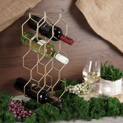 Stojak na wino metalowy złoty na 8 butelek 23x11x48 cm