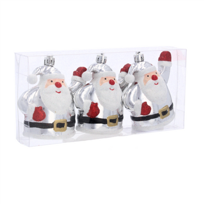 Ozdoby choinkowe MIKOŁAJ kpl 3szt  SREBRNY