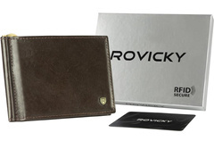 Skórzana banknotówka, portfel Rovicky Ciemny brązowy