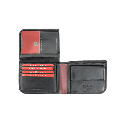 Portfel męski skórzany PIERRE CARDIN TILAK35 8806 Czarno Czerwony
