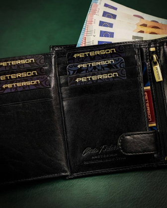 Skorzany portfel meski zapinany na zatrzask