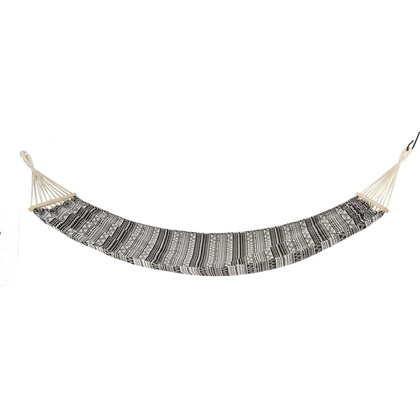 HAMAK OGRODOWY 1 OSOBOWY 200X100CM Z DRĄŻKIEM ETNO CZARNO-BIAŁY