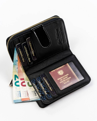 Mały skórzany portfel damski rfid