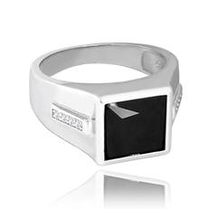 MINET Męski sygnet pierścien srebrny z czarną cyrkonią wielkość 28