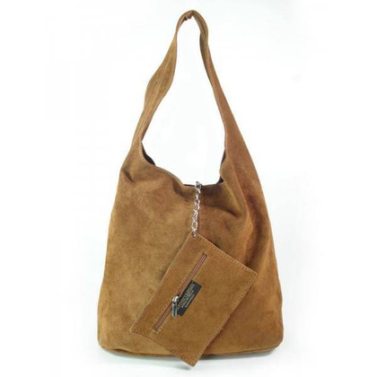 WOREK ZAMSZ SHOPPER BAG WŁOSKA SKÓRZANA TORBA XL A4  CAMEL  W456C KEMER