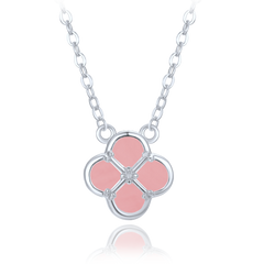 MINET Srebrny naszyjnik koniczyna z jadeitem