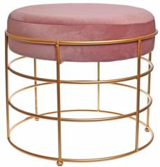 Puf metalowy okragły różowy mały