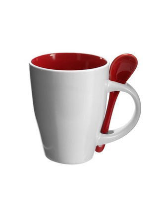 Kubek 300 ml z łyżeczką UPOMINKARNIA Czerwony