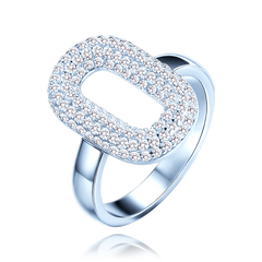 MINET Luksusowy pierścien srebrny z białymi cyrkoniami wielkość 13