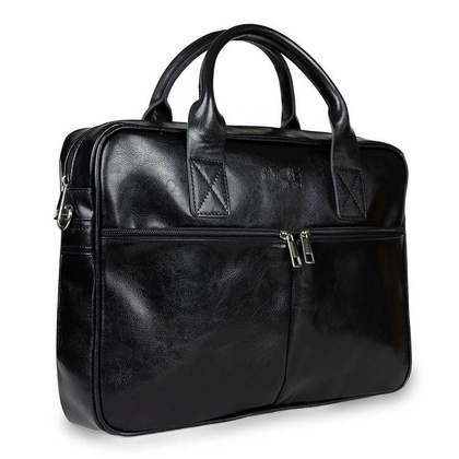 Skórzana torba męska na ramię laptopa 15,6" czarna - Pavone Nero Monza 2317 BL