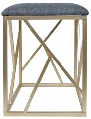 Puf metal z siedziskiem szary melanż ze złotymi nogami