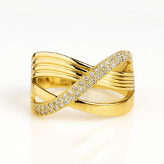 Pierścionek pozłacany stal chirurgiczna platerowana złotem PST959, Rozmiar pierścionków: US8 EU17