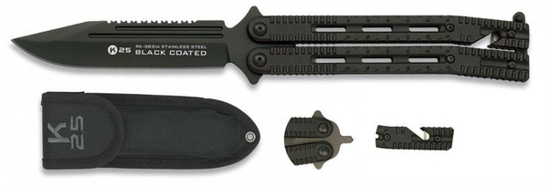 Nóż motylek K25 36214 Balisong  Czarny