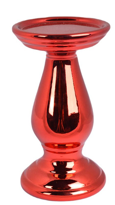 Świecznik ceramiczny czerwony mały