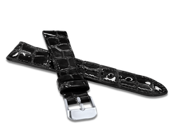 LAVVU Czarny szyty pasek lakierowany CROCO OCALA z luksusowej skóry Top Grain - 18