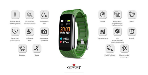 Smartband Giewont GW200-5 + Dodatkowy pasek  zielony