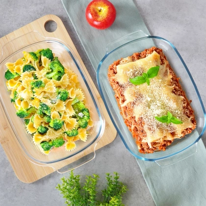 Naczynie żaroodporne z pokrywką szklane 3,1+2,6 l