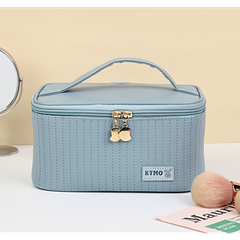 Kosmetyczka rozkładana pikowany kuferek niebieski denim KS71