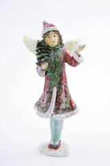 Figurka Zimowa dziewczynka z ptaszkiem 15cm UPOMINKARNIA