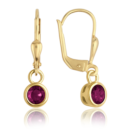 MINET Eleganckie złote kolczyki z bordowymi cyrkoniami Au 585/1000 1,80g