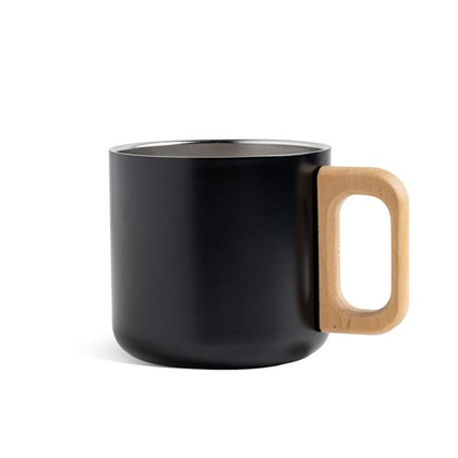 Kubek ze stali nierdzewnej o podwójnych ściankach o pojemności 350 ml, drewniany uchwyt / Neosteel