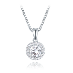 MINET Naszyjnik srebrny elegancki z białymi cyrkoniami