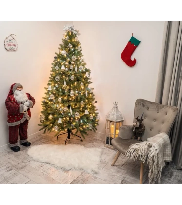 Choinka sztuczna PE09 220 cm FULL PE jasnozielona gęsta z metalowym stojakiem