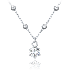 MINET Srebrny naszyjnik z kulkami i białą cyrkonią